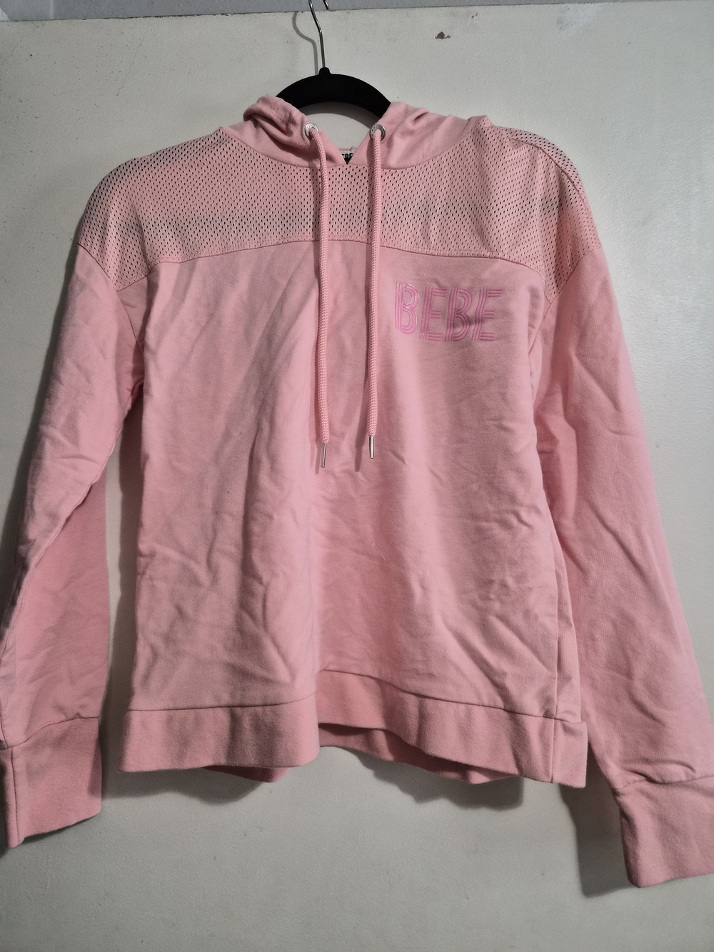 bebe Pink Mesh-Yoke Hoodie